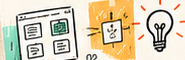 Illustration of concept sketches and a lightbulb